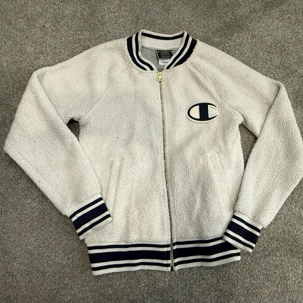 Champion Kids White and Black Fleece Jacket